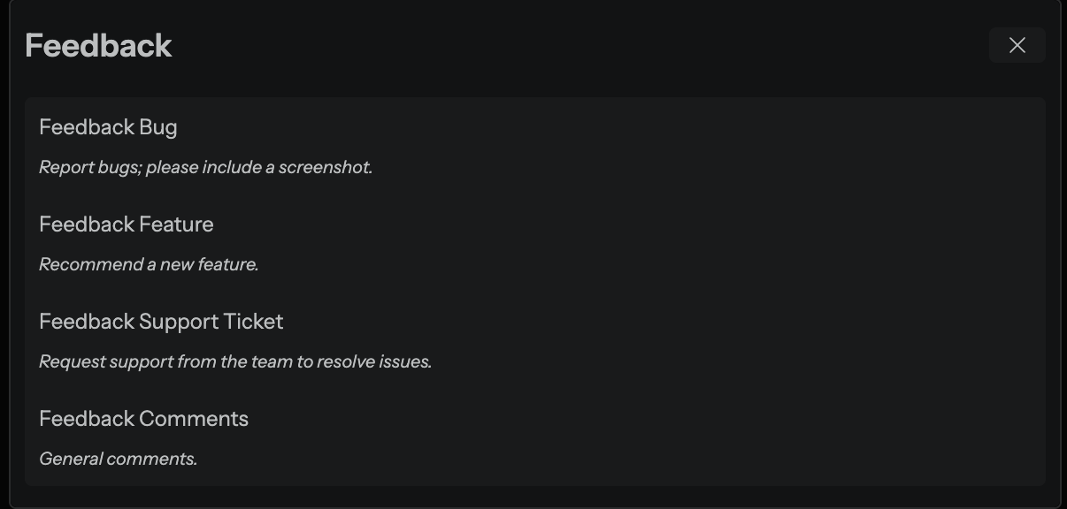 Feedback Options