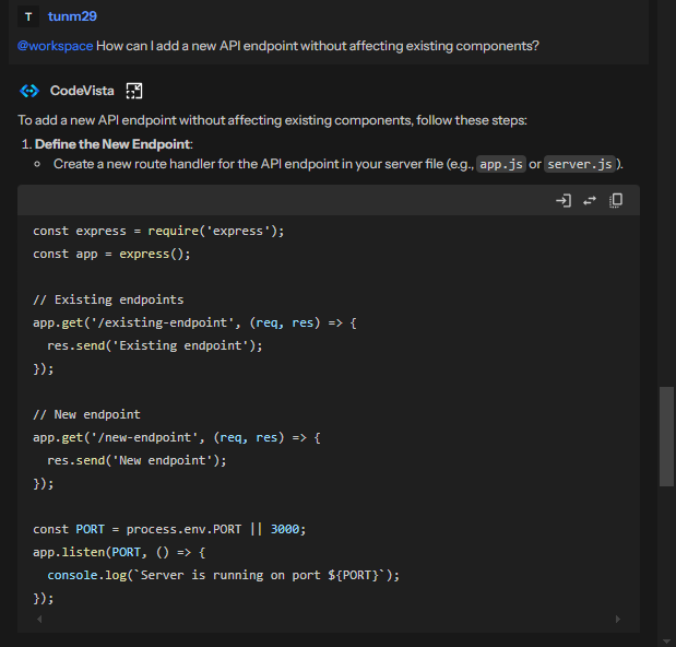 Review response from CodeVista